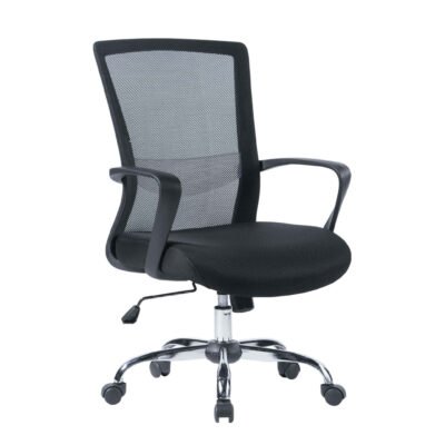 BM 7060 C silla operativa respaldo medio, estructura en negro con brazos