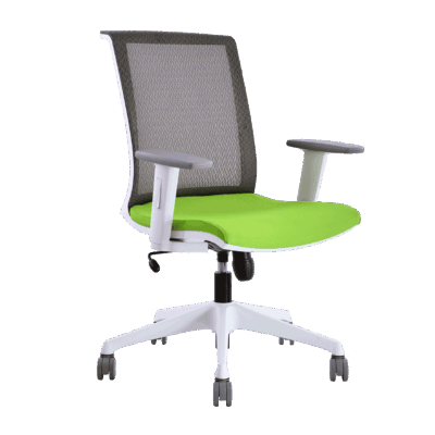 BM 7600 silla operativa respaldo alto, fabricada en color blanco con brazos