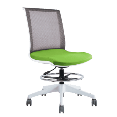 BM 7605 silla alta tipo banco, base de 5 puntas en color blanco