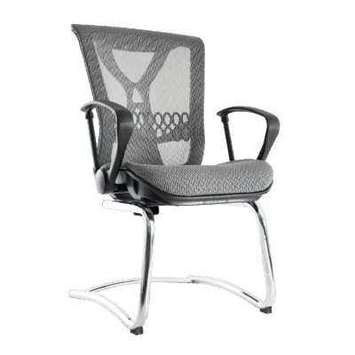 BM 9503 silla para visitante con brazo fijo, tapizado con malla Flex en asiento y respaldo, trineo cromado